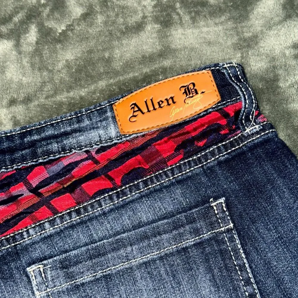 Y2K Allen B. By Allen Schwartz Cutoff Shorts Women’s 12 Blue Red Plaid‎ Denim